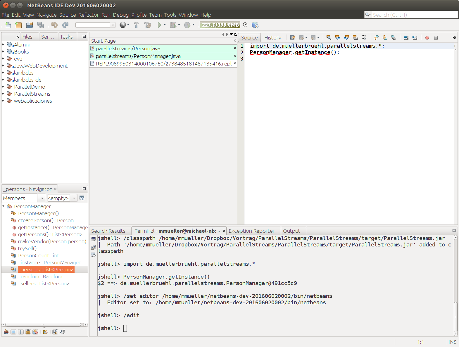 jshell with edit function invoked